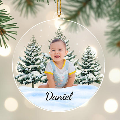 Capturez des moments précieux avec un paysage hivernal magique - Décoration acrylique personnalisée, cadeau de Noël - KID010_ACO