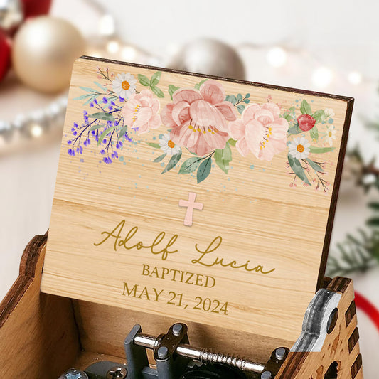 Celebrate A Blessed Baptism With Flowers And Cross