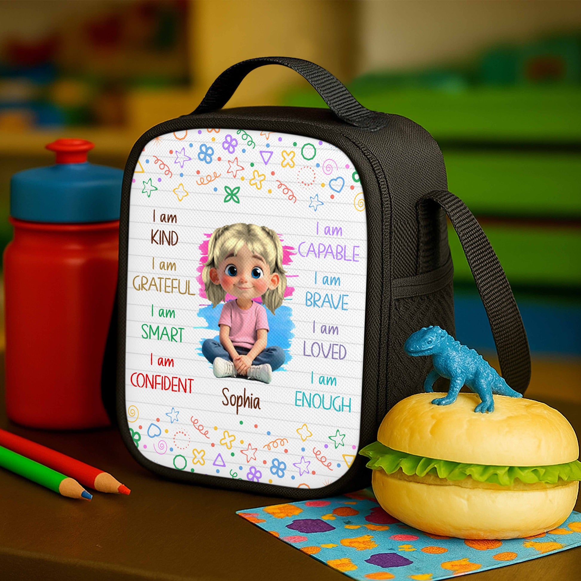 I Am Kind, Grateful, Smart, Loved Lunch Bag Design