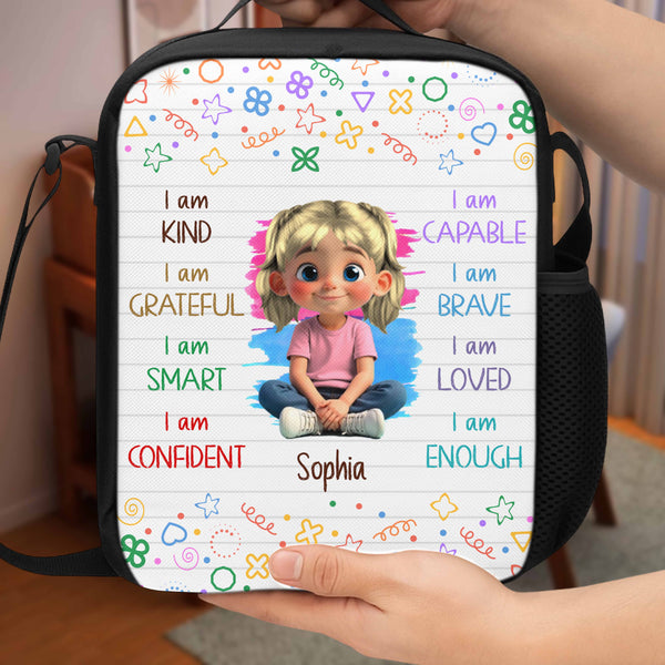 I Am Kind, Grateful, Smart, Loved Lunch Bag Design