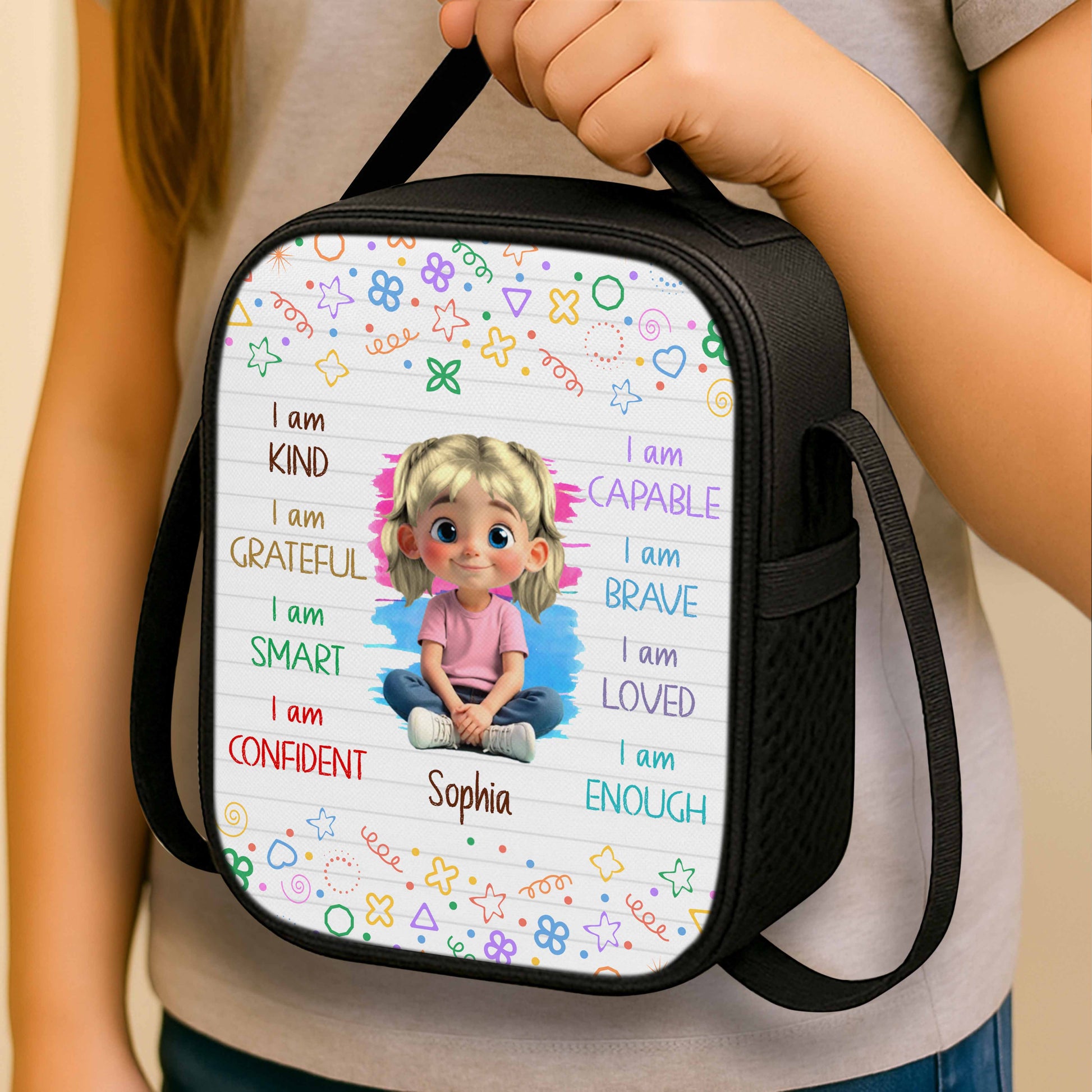 I Am Kind, Grateful, Smart, Loved Lunch Bag Design