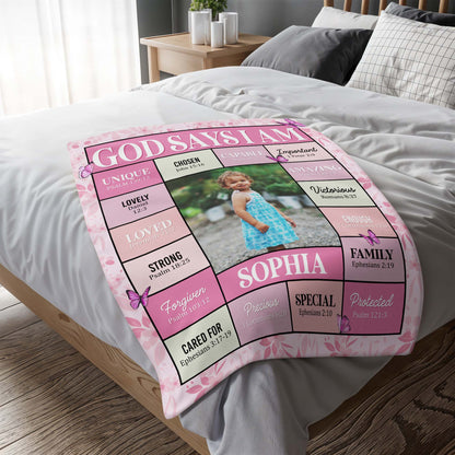 God Says I Am Unique, Chosen, Capable And More Inspiring Blanket