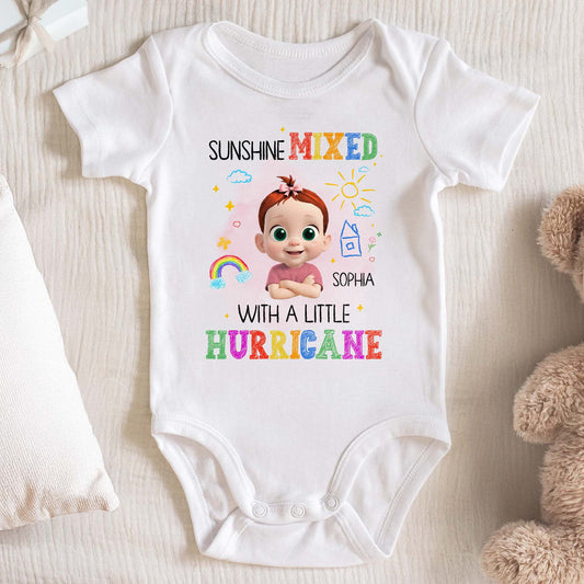 Sunshine Mixed With A Little Hurricane, Sun, Rainbow, And Baby Design