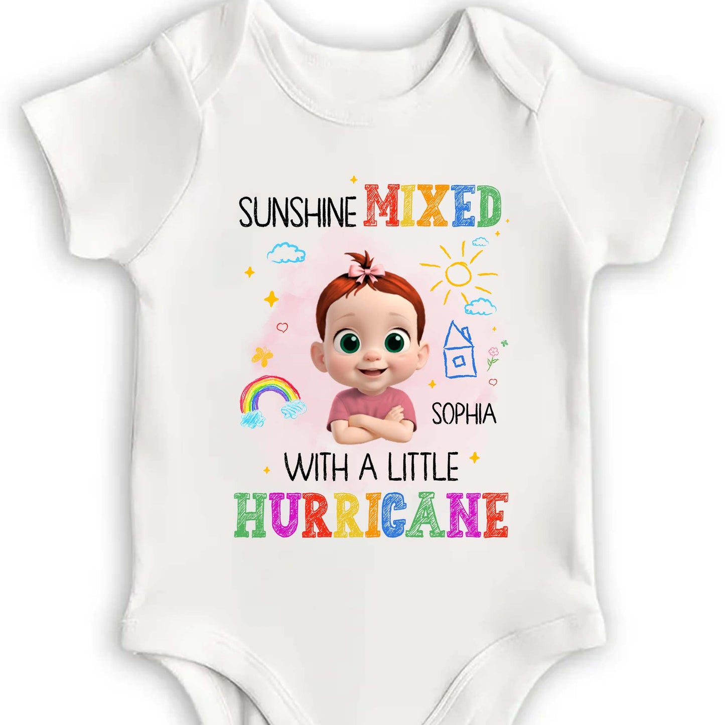 Sunshine Mixed With A Little Hurricane, Sun, Rainbow, And Baby Design