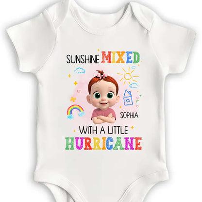 Sunshine Mixed With A Little Hurricane, Sun, Rainbow, And Baby Design