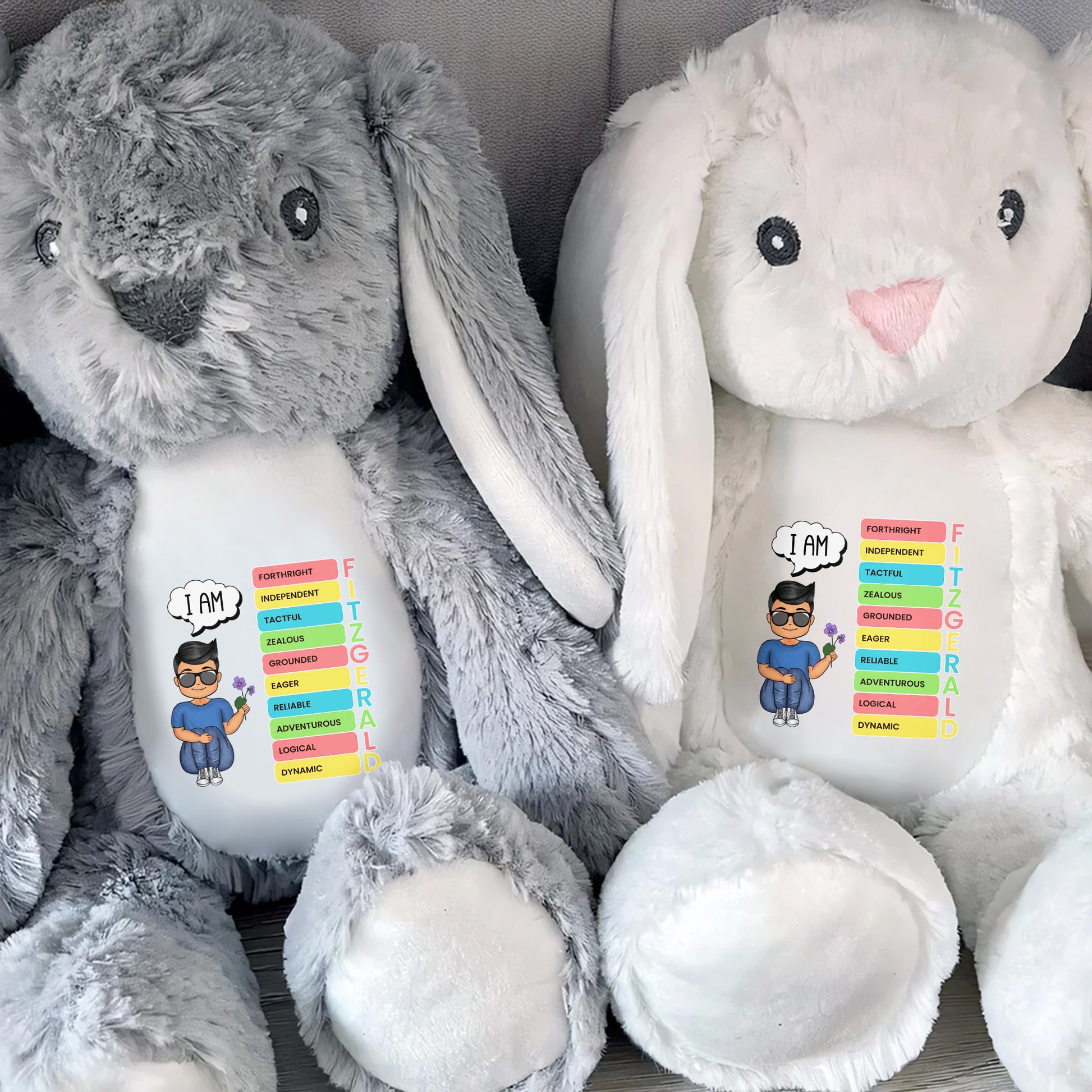 I am Fortnight, Independent, Tactful, Stuffed Bunny and Personalized Message