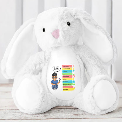 I am Fortnight, Independent, Tactful, Stuffed Bunny and Personalized Message