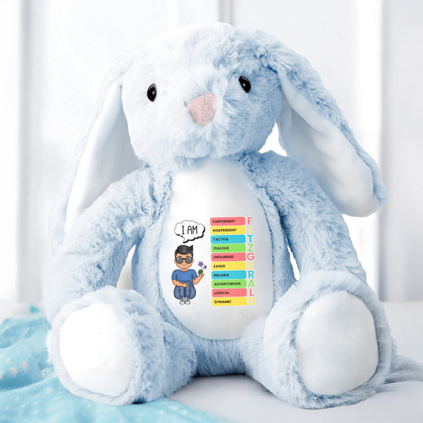 I am Fortnight, Independent, Tactful, Stuffed Bunny and Personalized Message