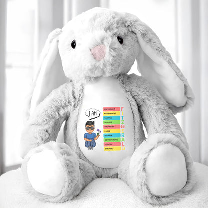 I am Fortnight, Independent, Tactful, Stuffed Bunny and Personalized Message