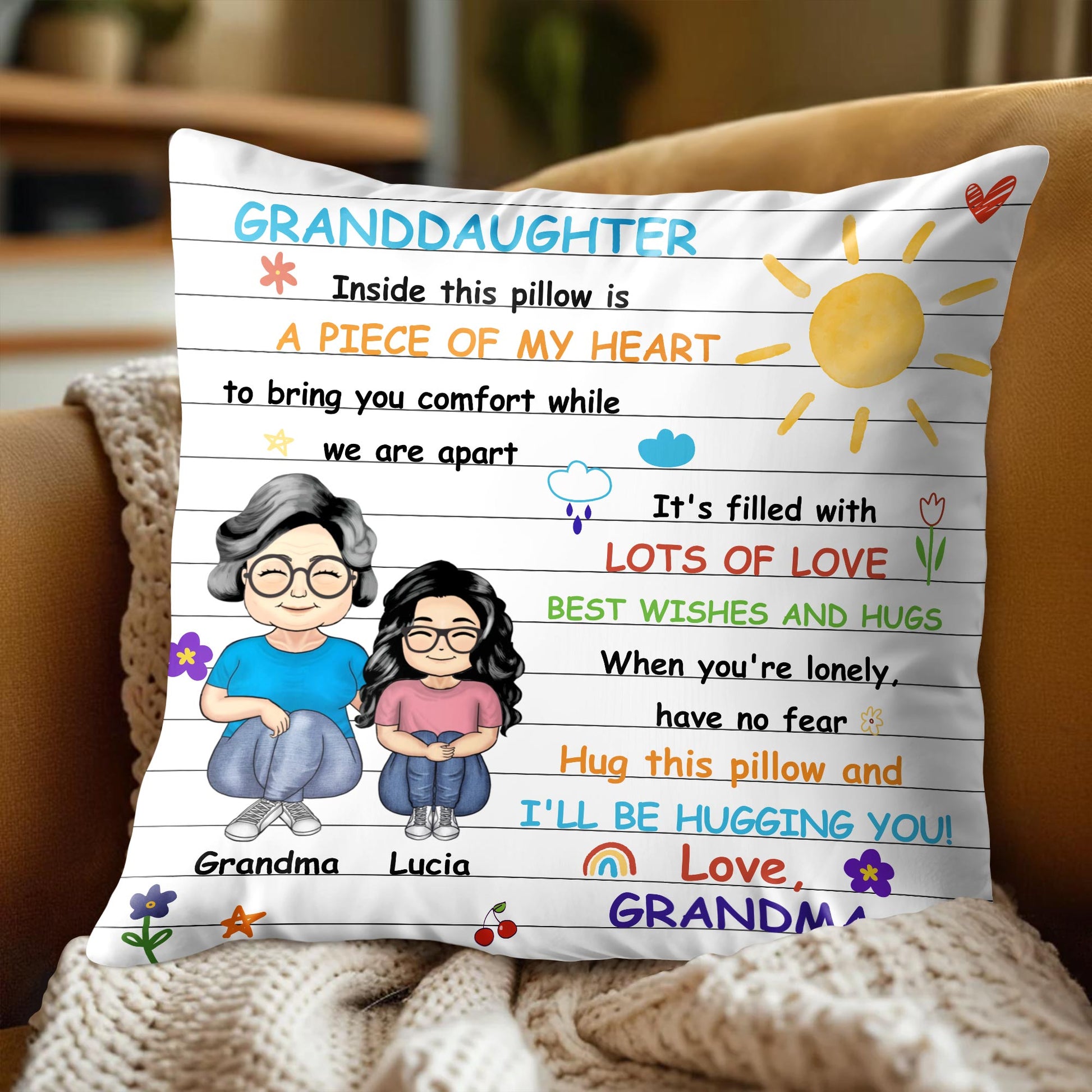 Comfort Pillow With Loving Message From Grandma