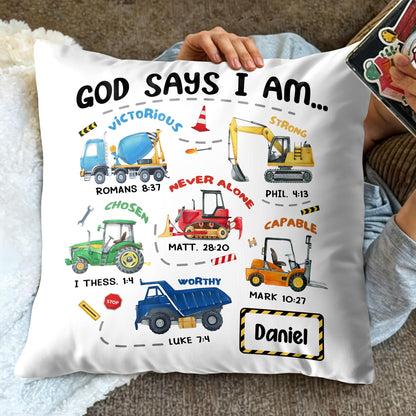 God Says I Am Victorious, Strong, Chosen, Custom Pillow For Boys