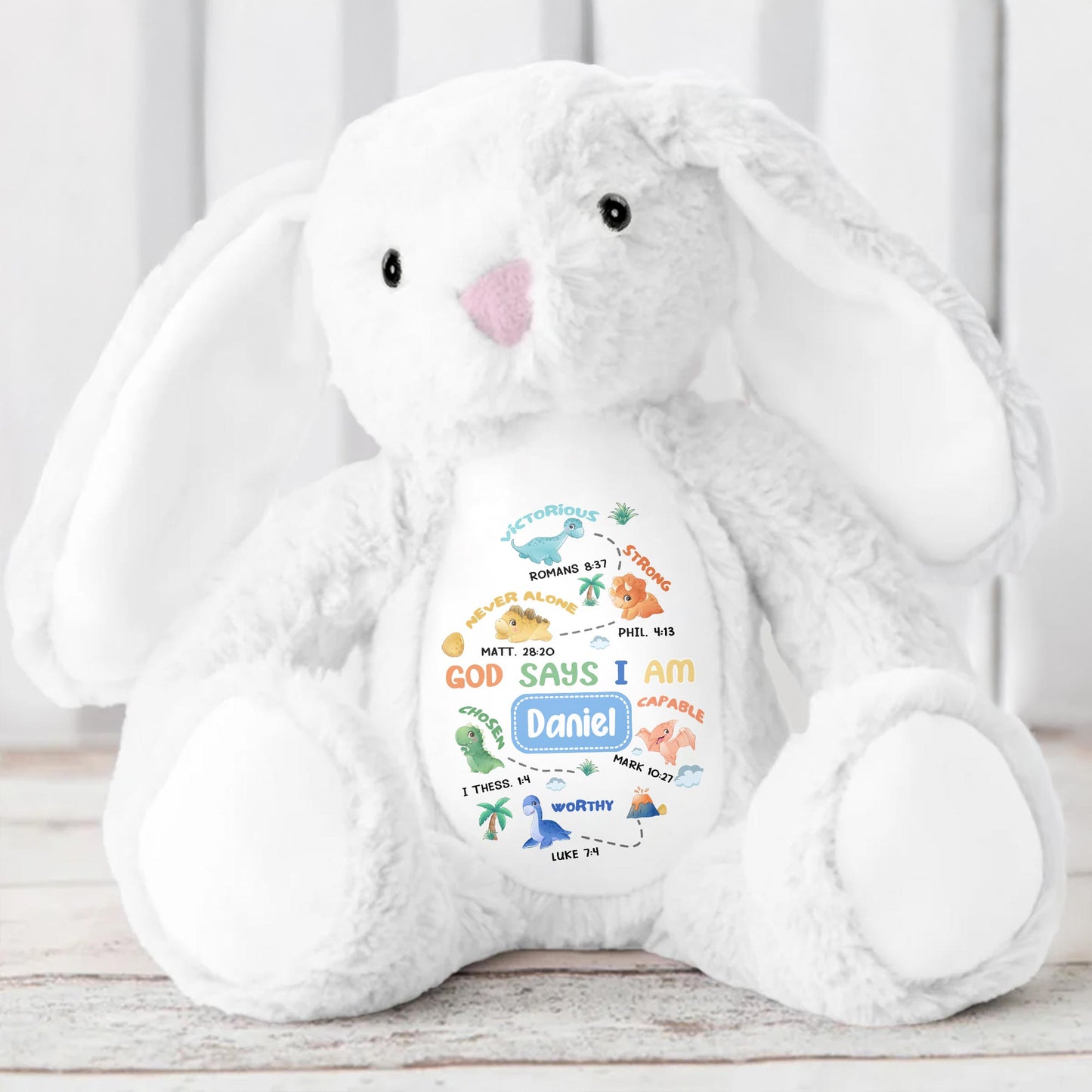 God Says I Am Victorious, Strong, Capable, Personalized Bunny
