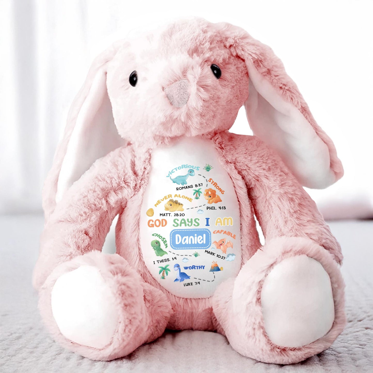 God Says I Am Victorious, Strong, Capable, Personalized Bunny