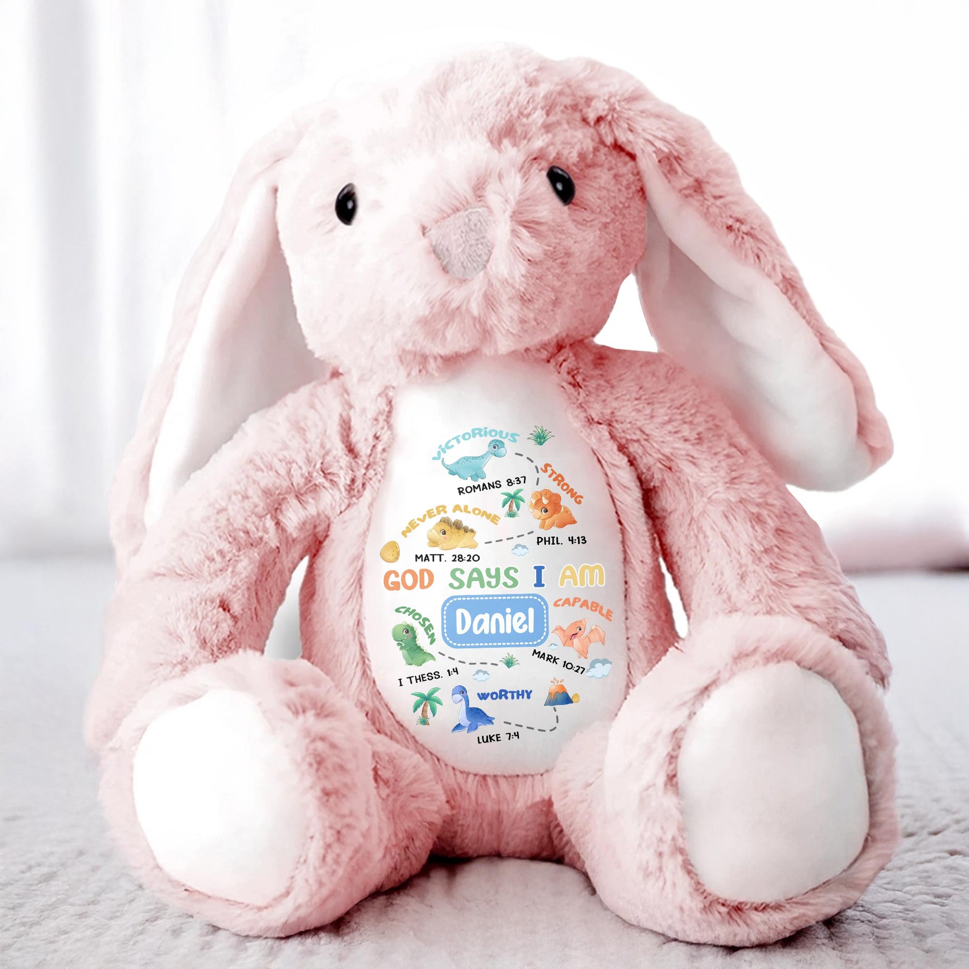 God Says I Am Victorious, Strong, Capable, Personalized Bunny