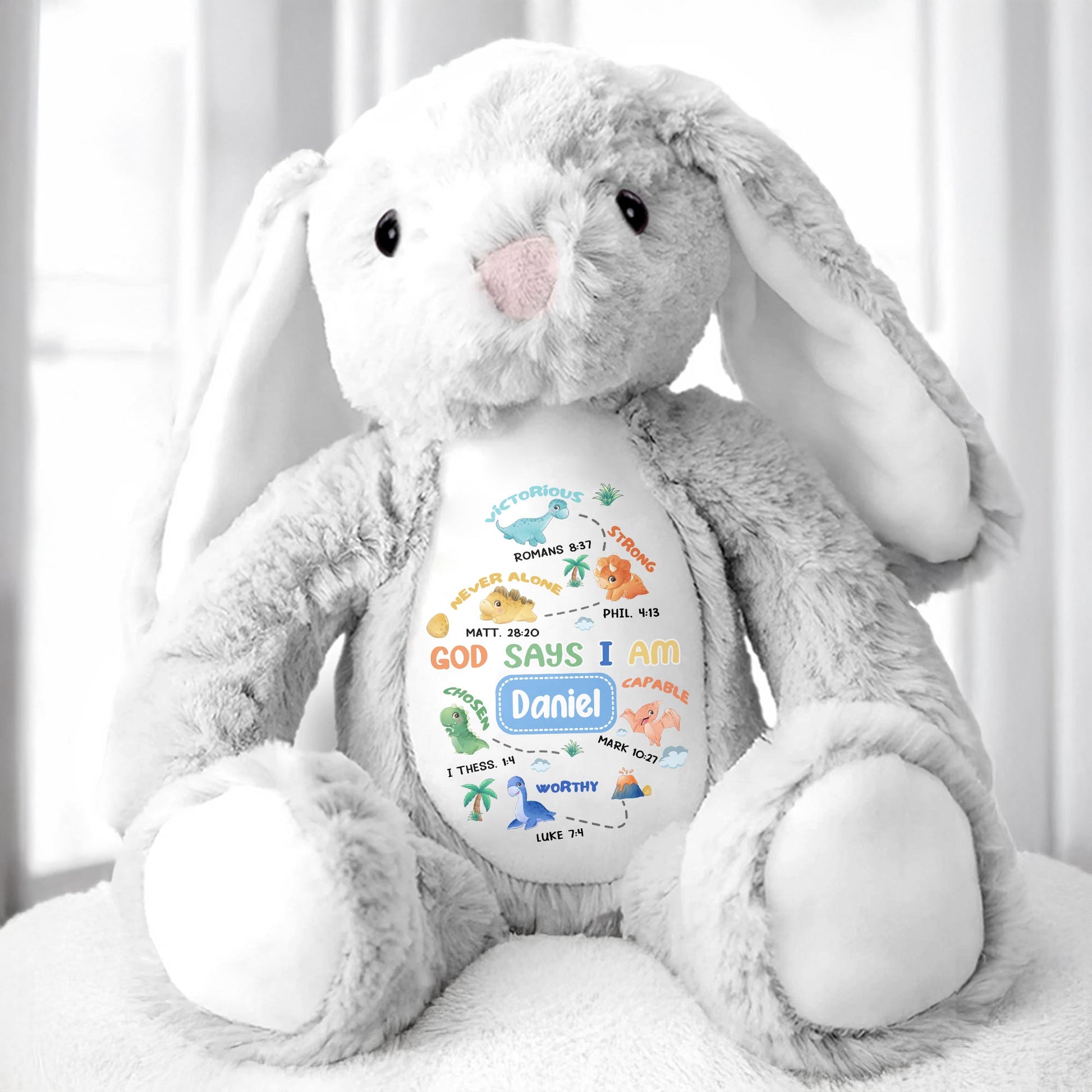 God Says I Am Victorious, Strong, Capable, Personalized Bunny