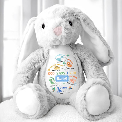 God Says I Am Victorious, Strong, Capable, Personalized Bunny