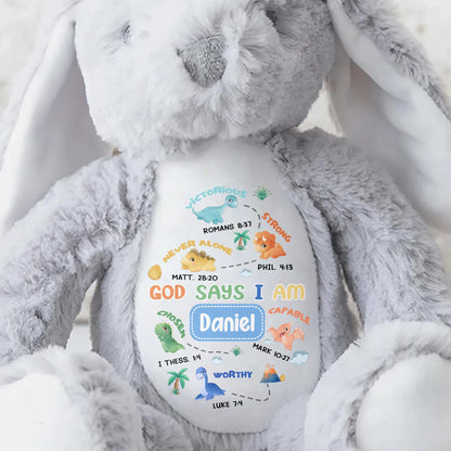 God Says I Am Victorious, Strong, Capable, Personalized Bunny