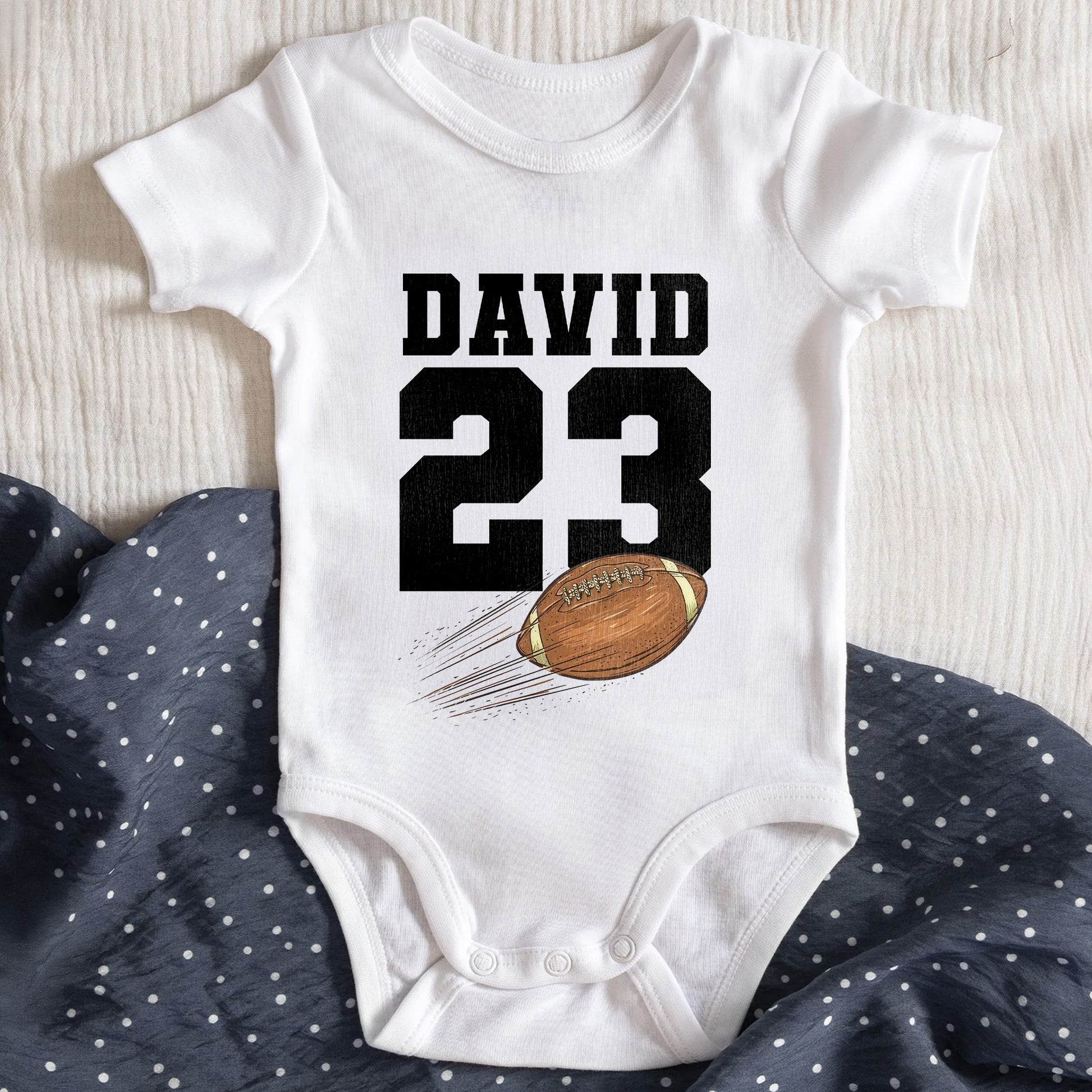 Customizable Baby Onesie With Football Design