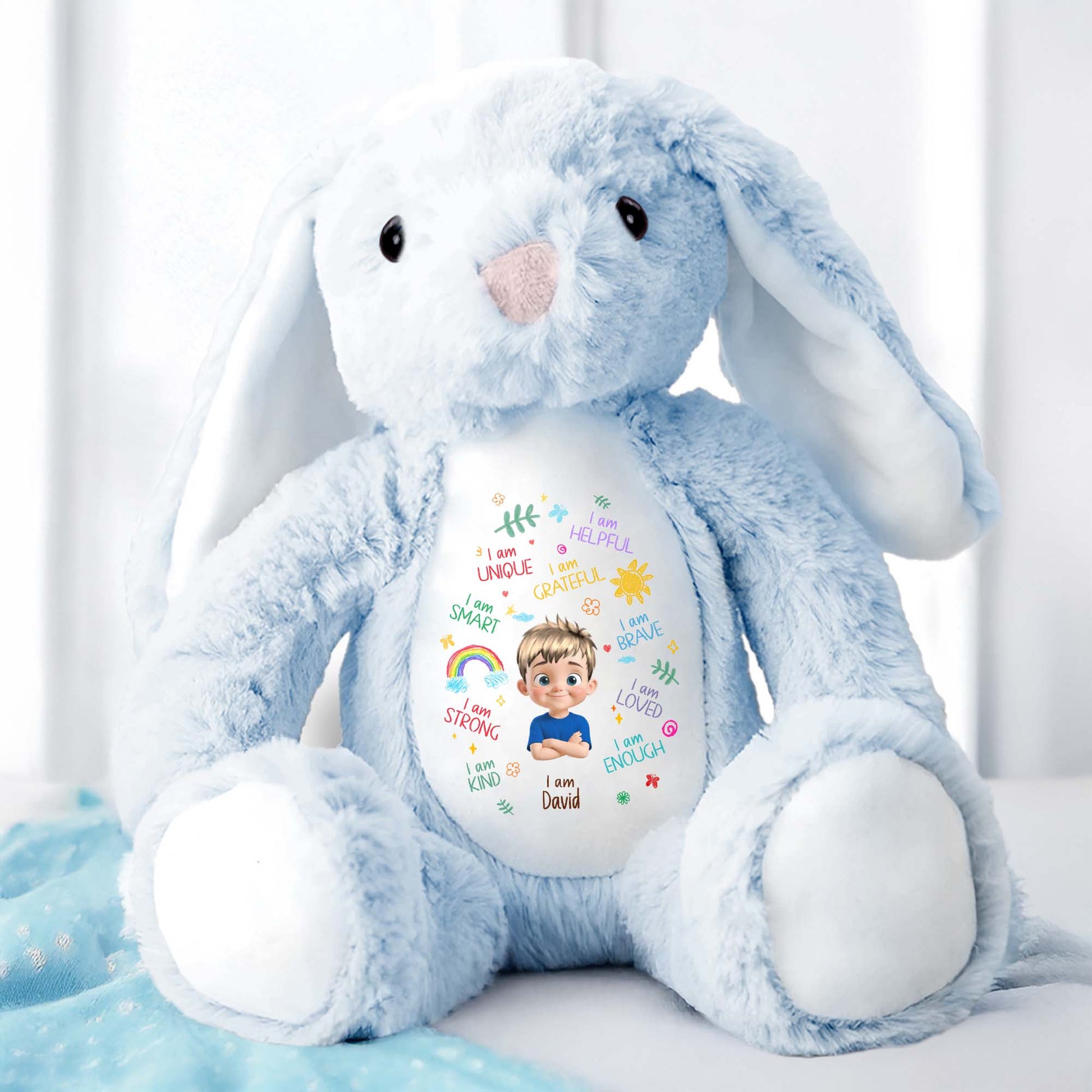 I Am Unique, I Am Helpful, I Am Grateful, Positive Affirmations On Bunny