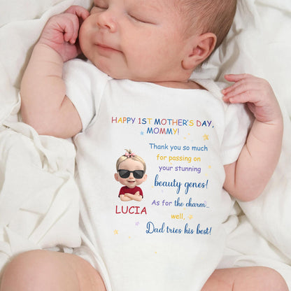 Happy 1st Mother's Day, Mommy, Baby Cartoon and Stars