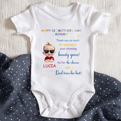 Happy 1st Mother's Day, Mommy, Baby Cartoon and Stars