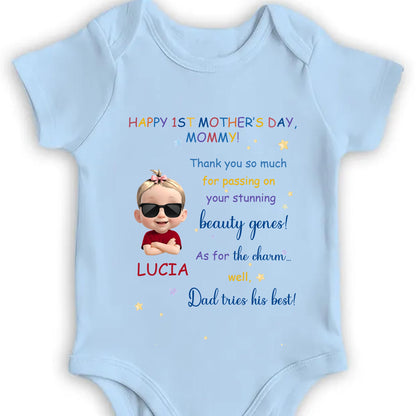 Happy 1st Mother's Day, Mommy, Baby Cartoon and Stars