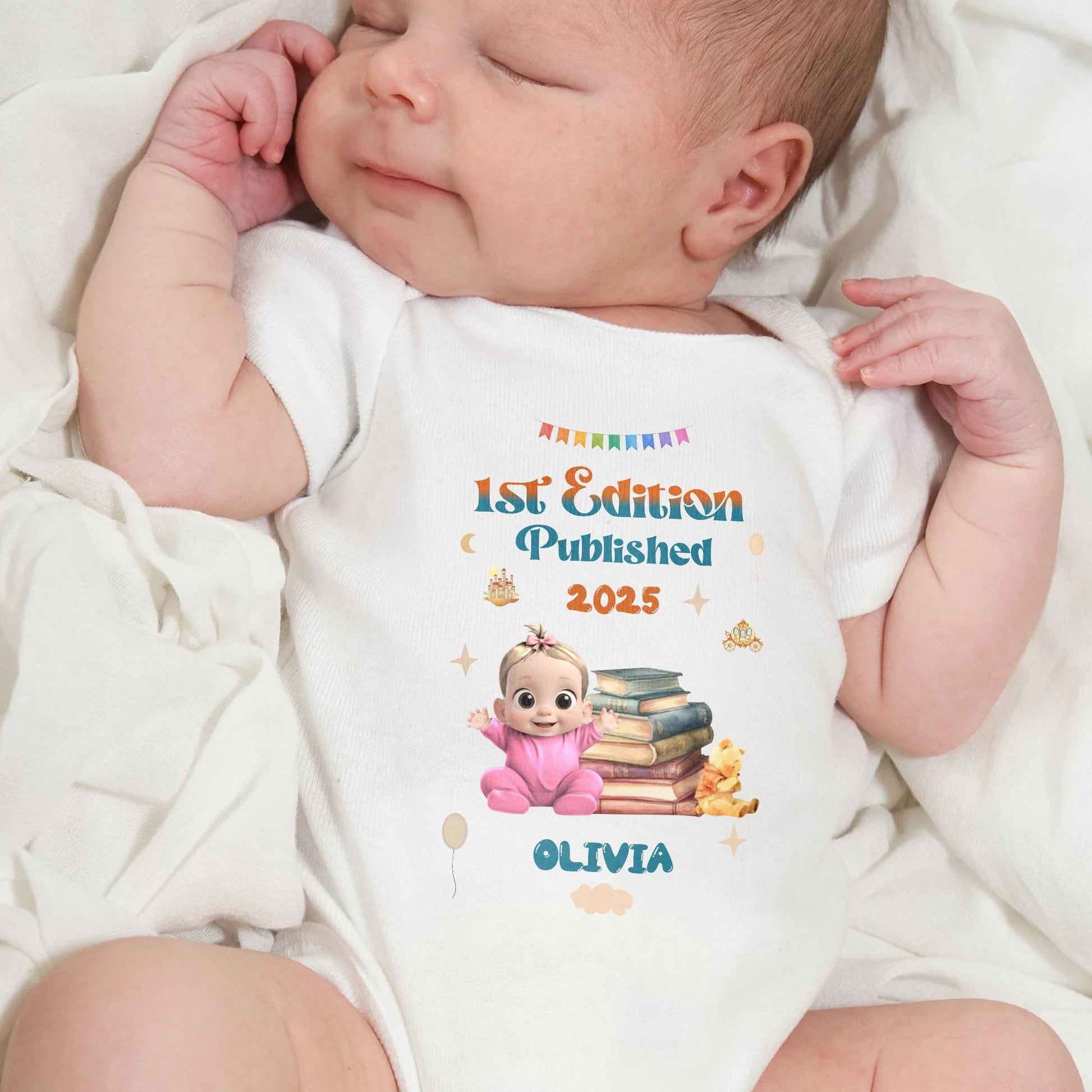 1st Edition Published 2025, Baby With Books and Teddy Bear