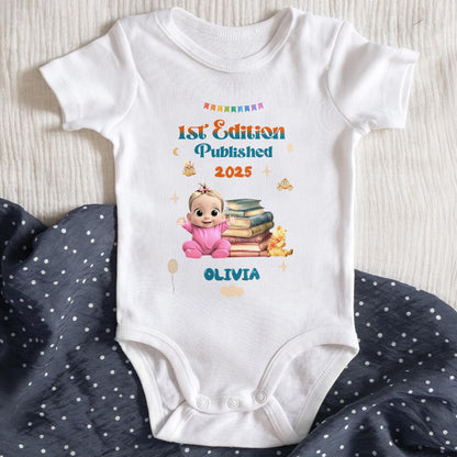 1st Edition Published 2025, Baby With Books and Teddy Bear