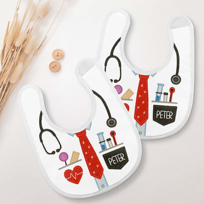 Customizable Baby Bib With Stethoscope, Tie, Heartbeat