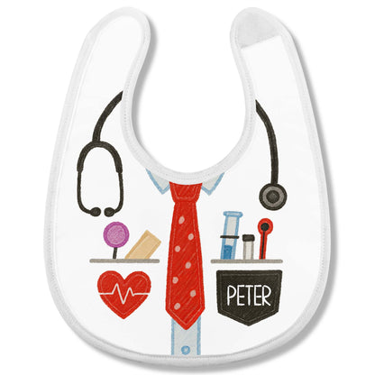 Customizable Baby Bib With Stethoscope, Tie, Heartbeat