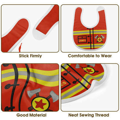 Personalized Firefighter-Themed Baby Bib