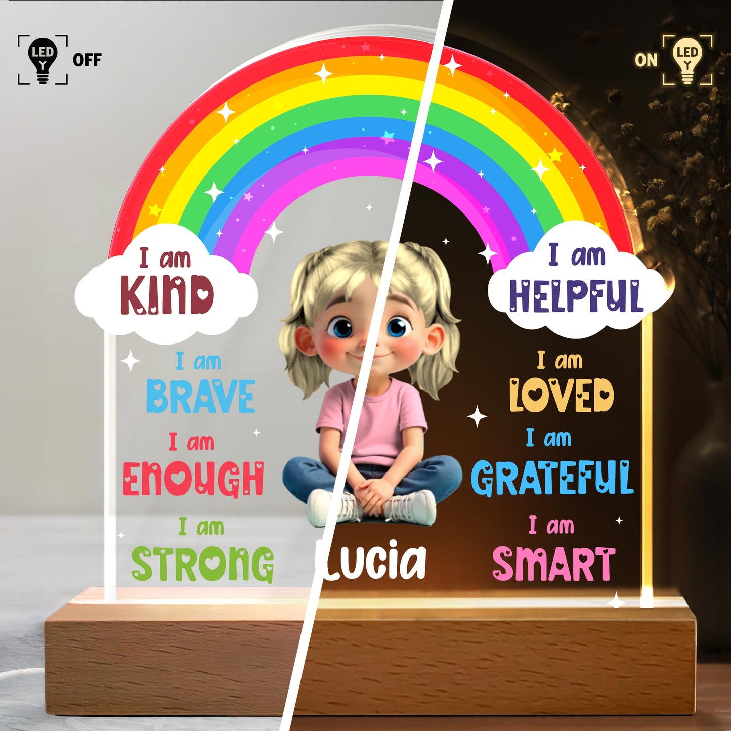 I am Kind, I am Brave, I am Loved, Rainbow and Little Girl