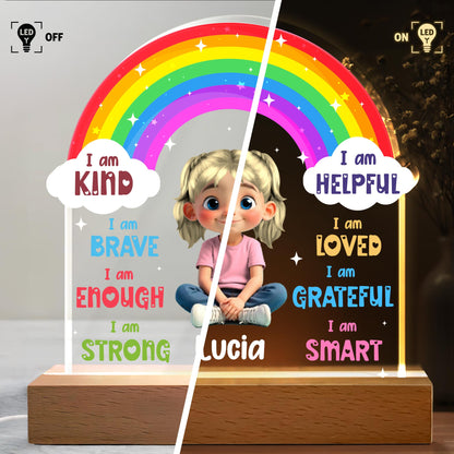 I am Kind, I am Brave, I am Loved, Rainbow and Little Girl