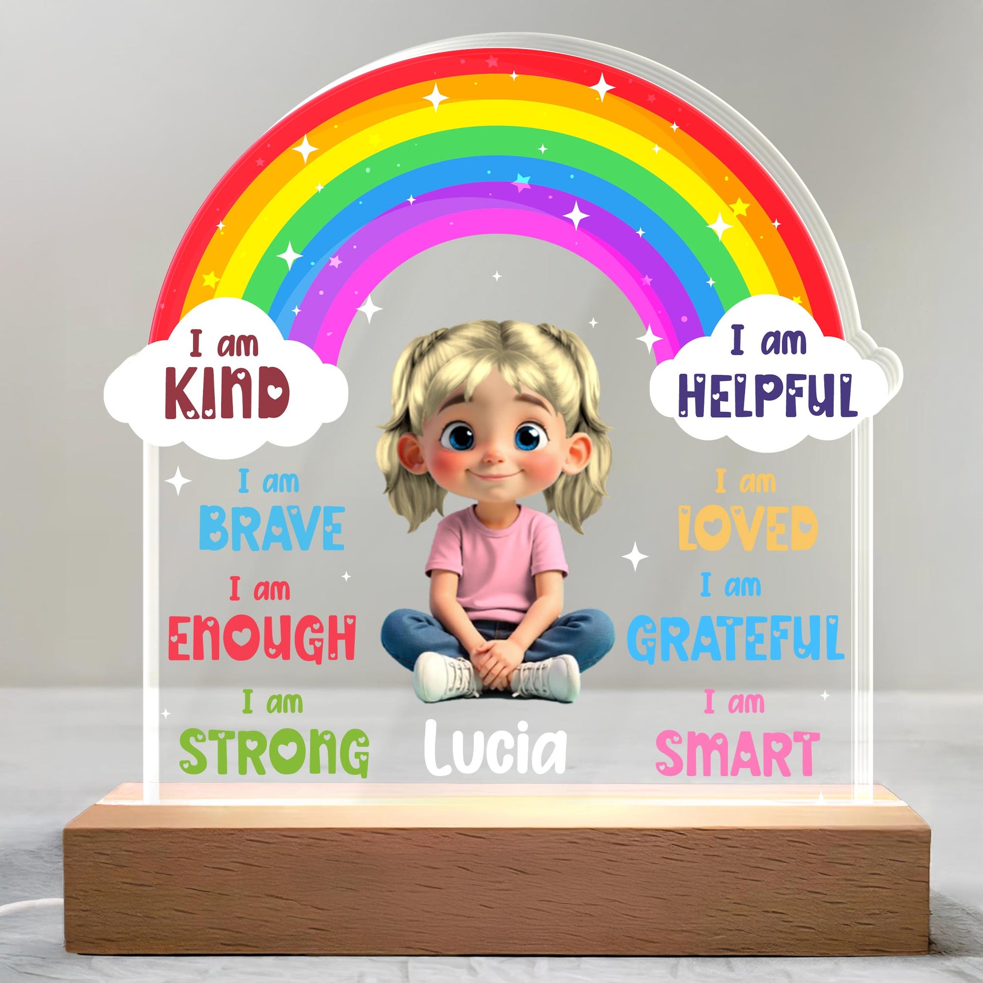 I am Kind, I am Brave, I am Loved, Rainbow and Little Girl