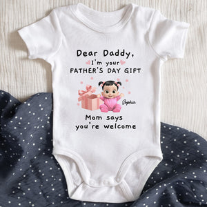 Dear Daddy, I'm Your Father's Day Gift, Baby and Gift Box - Personalized Custom Baby Onesie - KID066_ONES