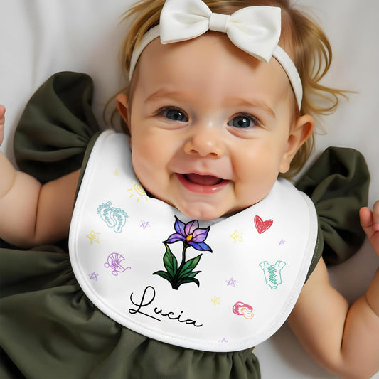 Beautiful Personalized Baby Bib Featuring Colorful Symbols - Personalized Baby Bib - KID068_BBB