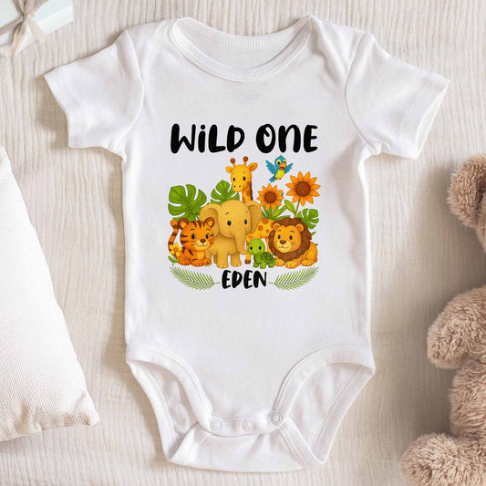 Wild One With Jungle Animals And Flowers