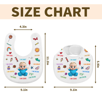 I Am Loved, I Am Kind, I Am Helpful, Colorful and Cheerful Baby Bib