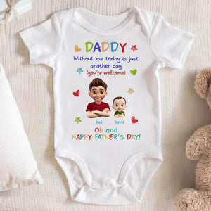 DADDY Without Me Today Is Just Another Day, Cartoon Dad and Baby