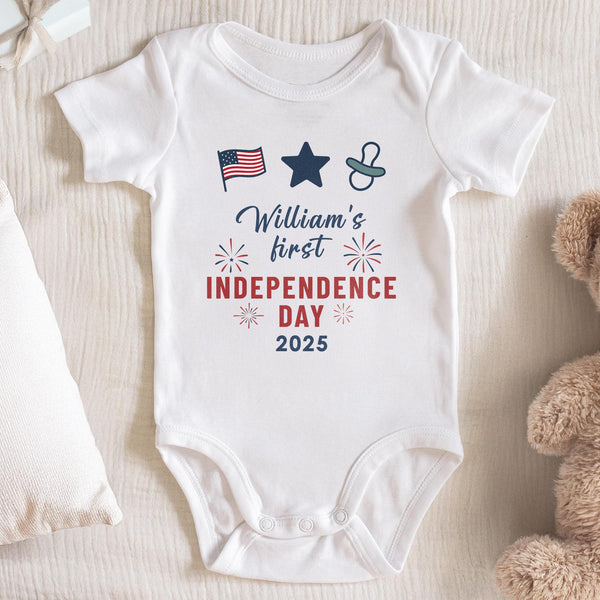 William's First Independence Day, American Flag And Fireworks