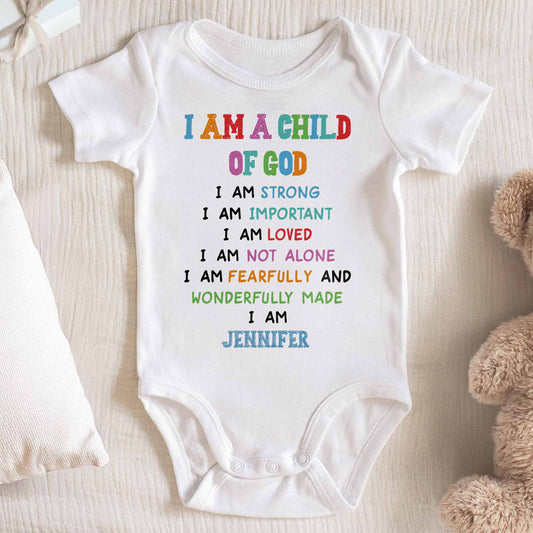 I Am A Child Of God, Religious Affirmations For Baby - Personalized Custom Baby Onesie - KID091_ONES