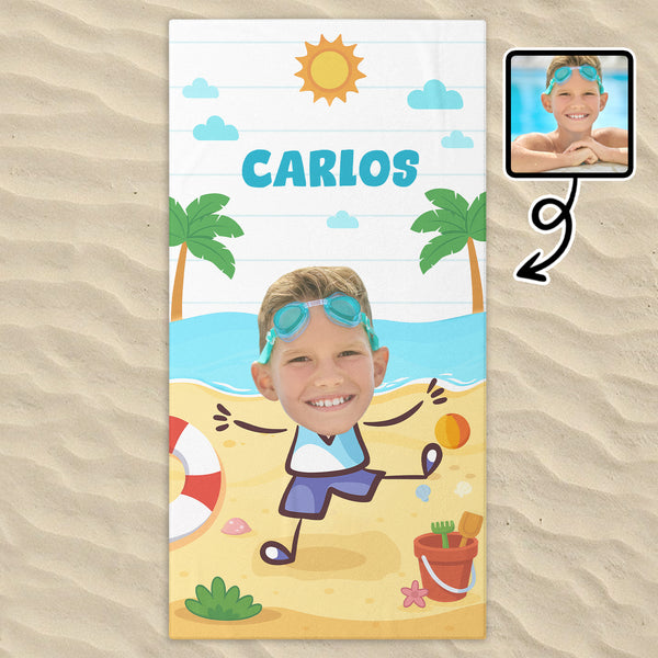 Personalized Towel Featuring Palm Trees And Beach Fun