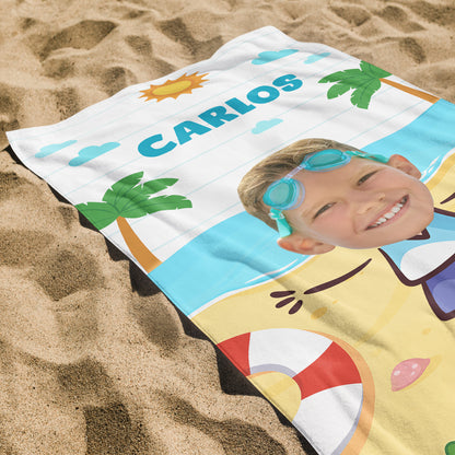 Personalized Towel Featuring Palm Trees And Beach Fun