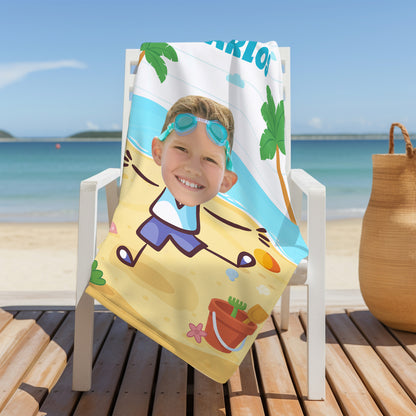 Personalized Towel Featuring Palm Trees And Beach Fun