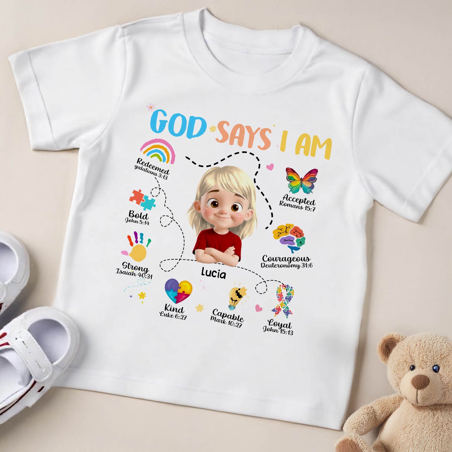 God Says I Am Redeemed, Accepted Shirt With Rainbow And Butterfly