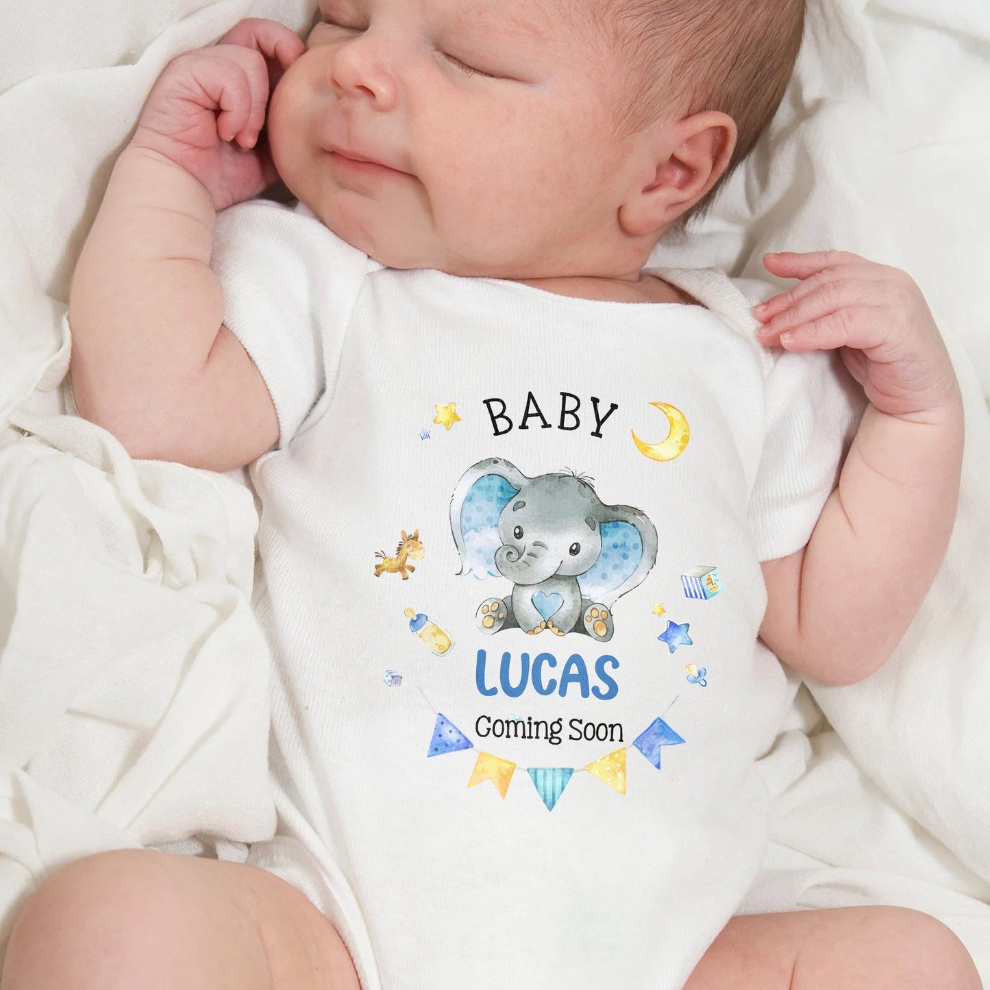 Baby Coming Soon With Cute Elephant and Stars