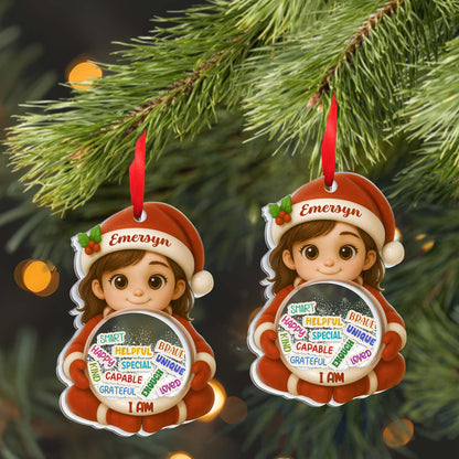 Smart, Helpful, Brave, Unique, Snow Globe Design