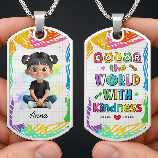 Color The World With Kindness Dog Tag