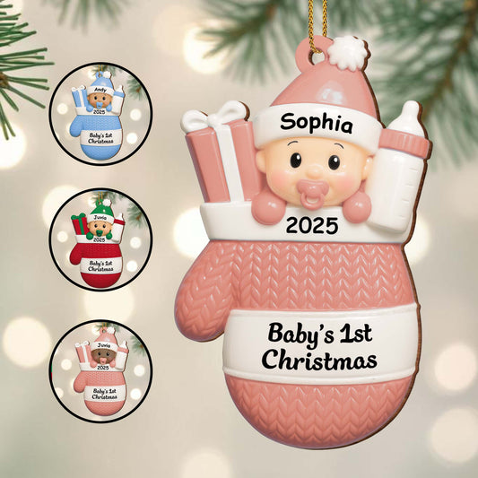 Baby's 1st Christmas, Baby With Gifts And Milk Bottle