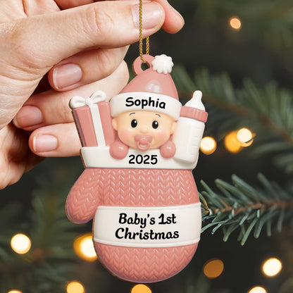 Baby's 1st Christmas, Baby With Gifts And Milk Bottle